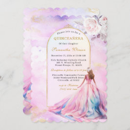 Quinceanera Uitnodigingen Roze en Goud