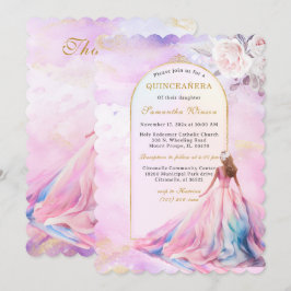 Quinceanera-uitnodigingen Roze en Goud Kaart