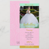 Quinceanera-uitnodigingen (ticketstijl met foto) kaart (Voorkant / Achterkant)