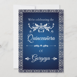 Quinceañera uitnodigingskaart (marineblauw) kaart