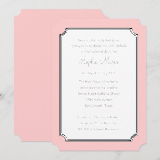 Quinceanera verander roze naar om het even welk Kl Kaart (Voorkant / Achterkant)