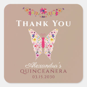 Quinceañera Verjaardag Bedankt Vierkant Sticker