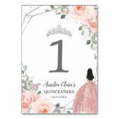 Quinceañera Verjaardag Blush Roze Bloemen Prinses Kaart (Voorkant)
