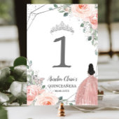 Quinceañera Verjaardag Blush Roze Bloemen Prinses Kaart