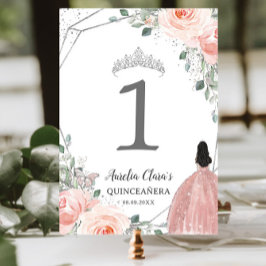 Quinceañera Verjaardag Blush Roze Bloemen Prinses Kaart