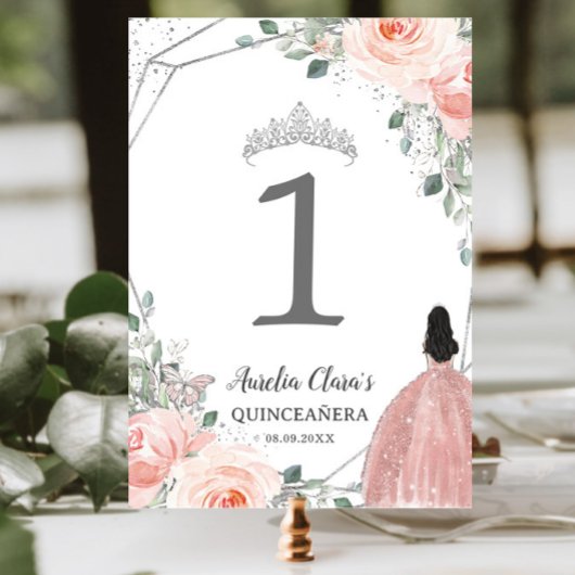 Quinceañera Verjaardag Blush Roze Bloemen Prinses Kaart