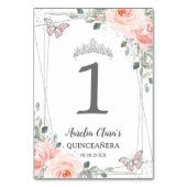 Quinceañera Verjaardag Blush Roze Bloemen Vlinders Kaart (Achterkant)