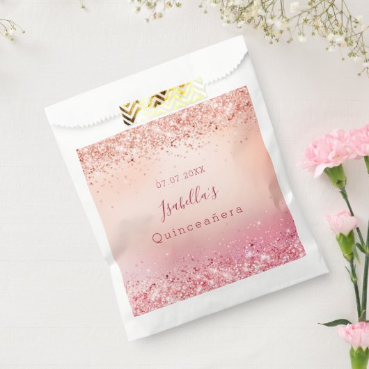 Quinceanera verjaardag blush roze roos goud bedankzakje (Gezegeld)