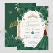 Quinceanera Verjaardag Emerald Groen Roos Kaart (Voorkant / Achterkant)