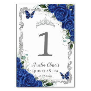 Quinceañera Verjaardag Koningsblauw Bloemmotief Zi Kaart