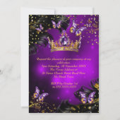 Quinceanera Verjaardag paarse Gouden Jurk Vlinder Kaart (Achterkant)