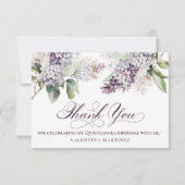 Quinceanera Verjaardag Paarse Lila Lentebloem Bedankkaart (Voorkant)