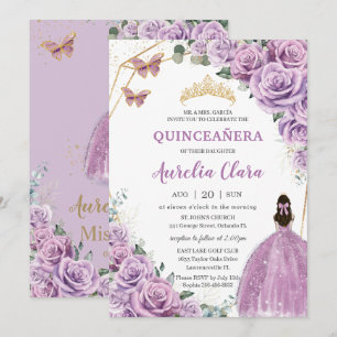 Quinceañera Verjaardag Paarse Sering Bloemige Prin Kaart