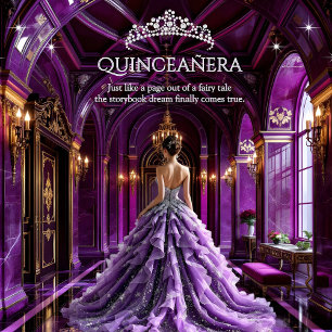 Quinceanera Verjaardag Paleis Paarse Jurk Tiara Kaart