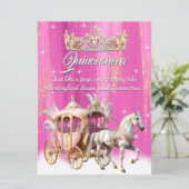 Quinceanera Verjaardag Roze Goud Zilveren Koets Kaart (Staand voorkant)