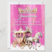 Quinceanera Verjaardag Roze Goud Zilveren Koets Kaart (Voorkant)