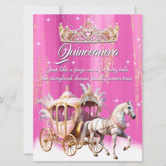 Quinceanera Verjaardag Roze Goud Zilveren Koets Kaart (Voorkant)