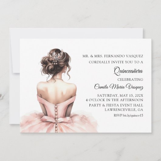 Quinceañera Verjaardag Roze Prinses Kaart (Voorkant)