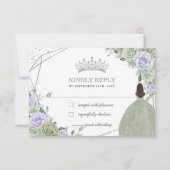 Quinceañera Verjaardag Salie Groene Lavendel Bloem RSVP Kaartje (Voorkant)