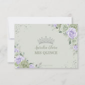 Quinceañera Verjaardag Salie Groene Lavendel Bloem RSVP Kaartje (Achterkant)