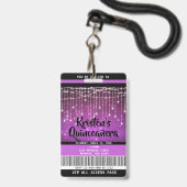 Quinceanera Verjaardag Uitnodigingen, Sweet 16 Uit Badge (Front with Lanyard)