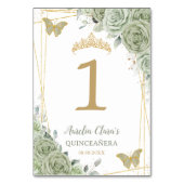 Quinceañera Verjaardag Wijze Groene Bloemen Vlinde Kaart (Voorkant)