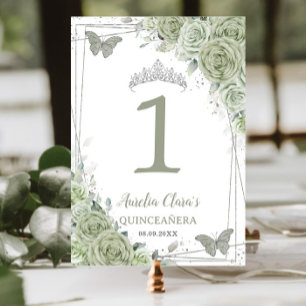 Quinceañera Verjaardag Wijze Groene Bloemen Vlinde Kaart
