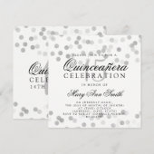 Quinceanera Verjaardag Zilveren Folie Glitter Ligh Kaart (Voorkant / Achterkant)