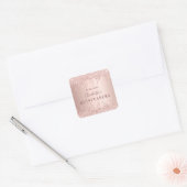 Quinceanera verjaardagscourant roos goud glitter m vierkante sticker (Envelop)