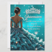 Quinceanera Verjaardagsfeest Blauwgroen Zilveren J Kaart (Voorkant)