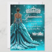 Quinceanera Verjaardagsfeest Blauwgroen Zilveren K Kaart (Voorkant)