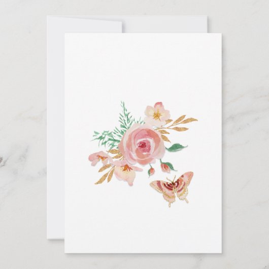 Quinceanera Verjaardagsfeest Blush Waterverf Rozen Kaart (Achterkant)