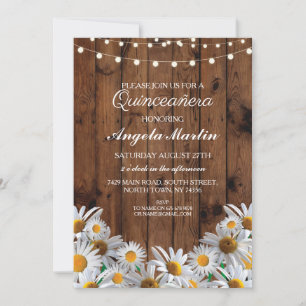 Quinceanera Verjaardagsfeest Daisy Wood Uitnodigen Kaart