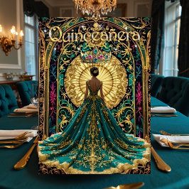 Quinceanera Verjaardagsfeest Exotisch Blauwgroen R Kaart