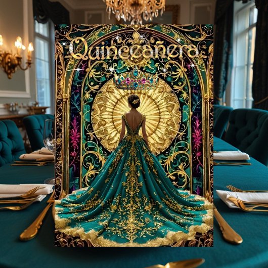 Quinceanera Verjaardagsfeest Exotisch Blauwgroen R Kaart