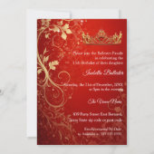 Quinceanera Verjaardagsfeest Exotisch Rood Goud Ju Kaart (Achterkant)