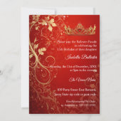 Quinceanera Verjaardagsfeest Exotisch Rood Goud Ju Kaart (Achterkant)