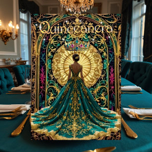 Quinceanera Verjaardagsfeest Exotisch Turkoois Roz Kaart