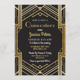 Quinceañera Verjaardagsfeest Gatsby Art Deco Uitno Kaart
