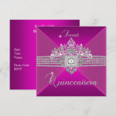 Quinceanera Verjaardagsfeest Hot Pink Kaart (Voorkant / Achterkant)