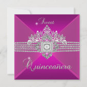 Quinceanera Verjaardagsfeest Hot Pink Kaart (Voorkant)