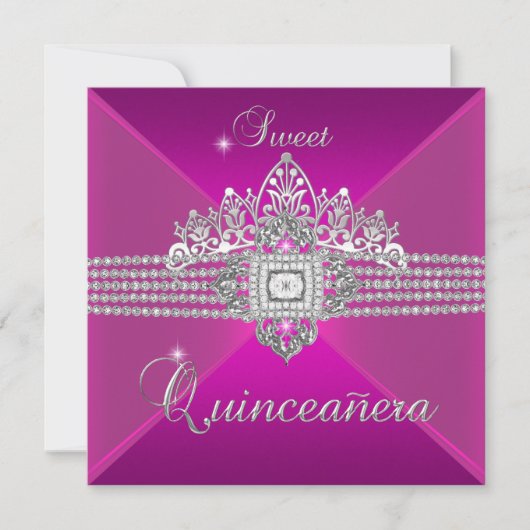 Quinceanera Verjaardagsfeest Hot Pink Kaart (Voorkant)
