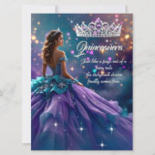 Quinceanera verjaardagsfeest Paarse Blauwgroen jur Kaart (Voorkant)