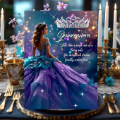 Quinceanera verjaardagsfeest Paarse Blauwgroen jur Kaart