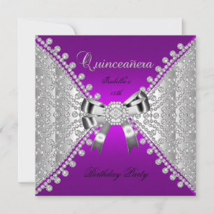 Quinceanera Verjaardagsfeest Paarse Diamanten Kaart