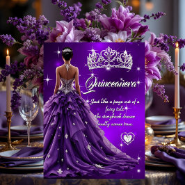 Quinceanera Verjaardagsfeest Paarse Jurk Tiara Kaart