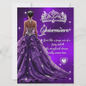 Quinceanera Verjaardagsfeest Paarse Jurk Tiara Kaart (Voorkant)
