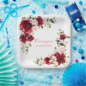 Quinceanera Verjaardagsfeest Rood Roze Bloemen Cus Papieren Bordje (Feest)