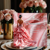 Quinceanera Verjaardagsfeest Roze Jurk Tiara Kaart