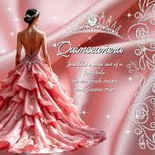 Quinceanera Verjaardagsfeest Roze Jurk Tiara Kaart
